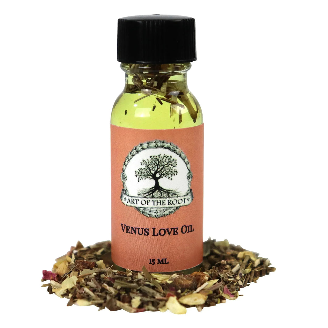 A bottle of Venus Oil, Venus Love Oil by Art of the Root an online store for rituals and magic.