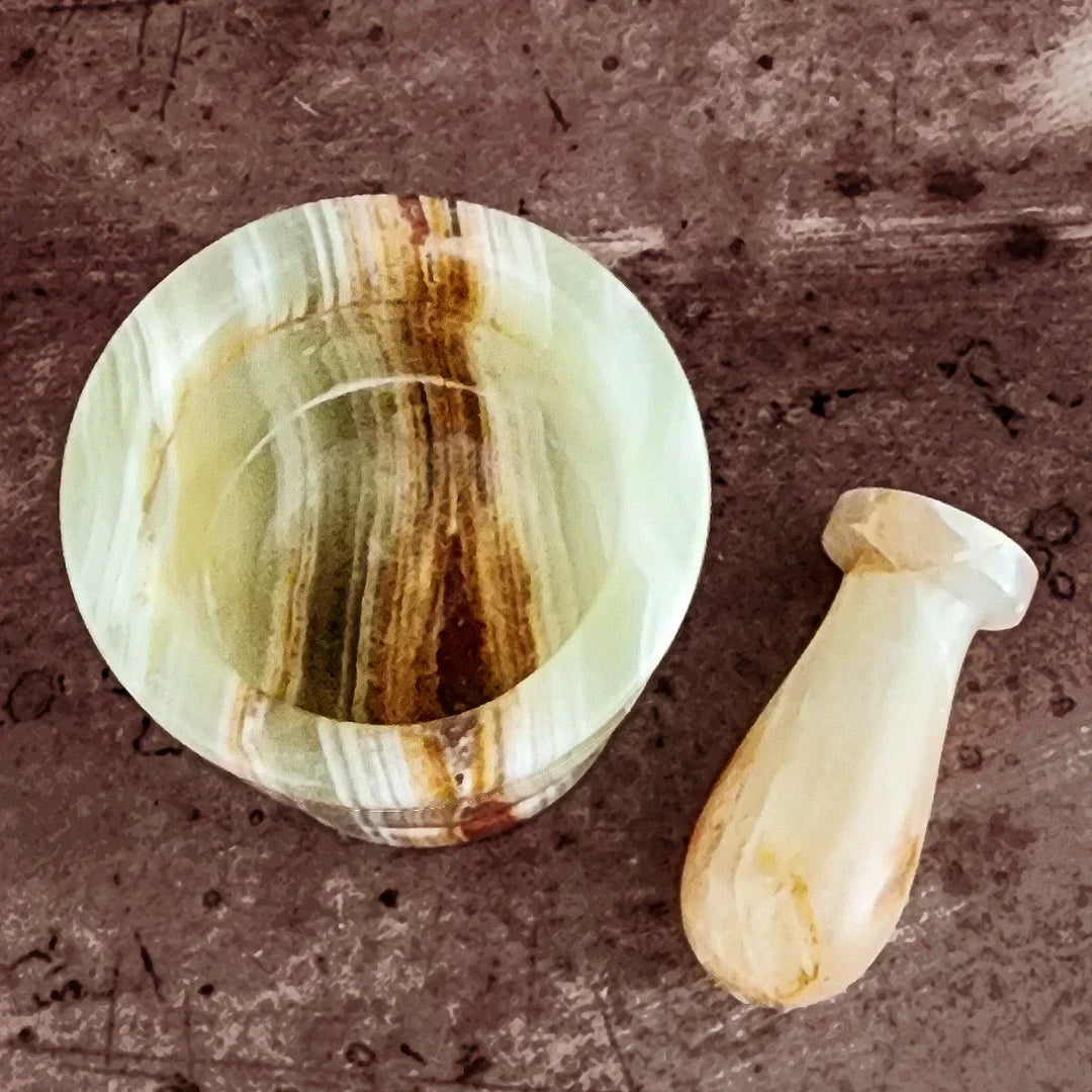 Top View of 3" Green Onyx Mortar and Pestle – Handcrafted Herbal Grinder