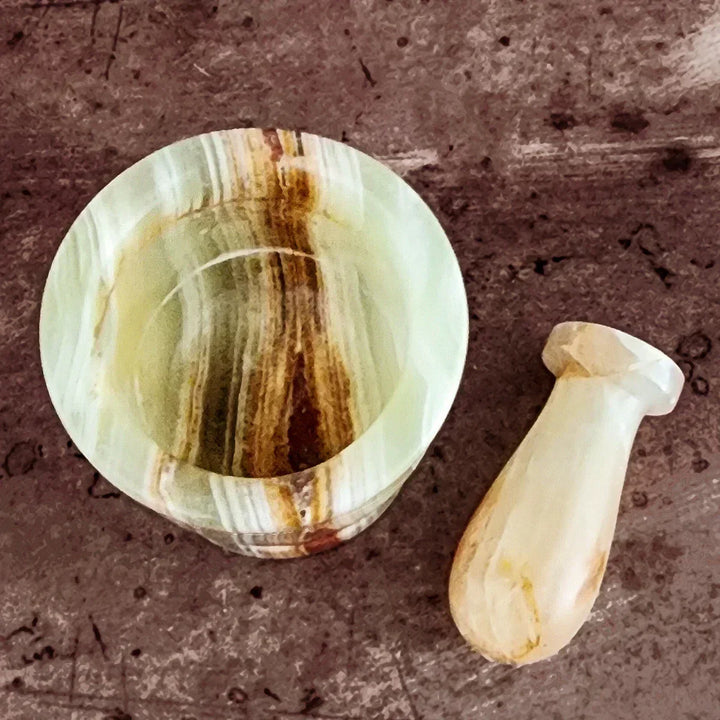 Top View of 3" Green Onyx Mortar and Pestle – Handcrafted Herbal Grinder