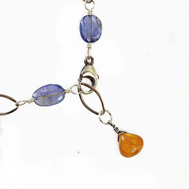 Tanzanite, Sunstone & Moonstone Crystal Bracelet in Sterling Silver