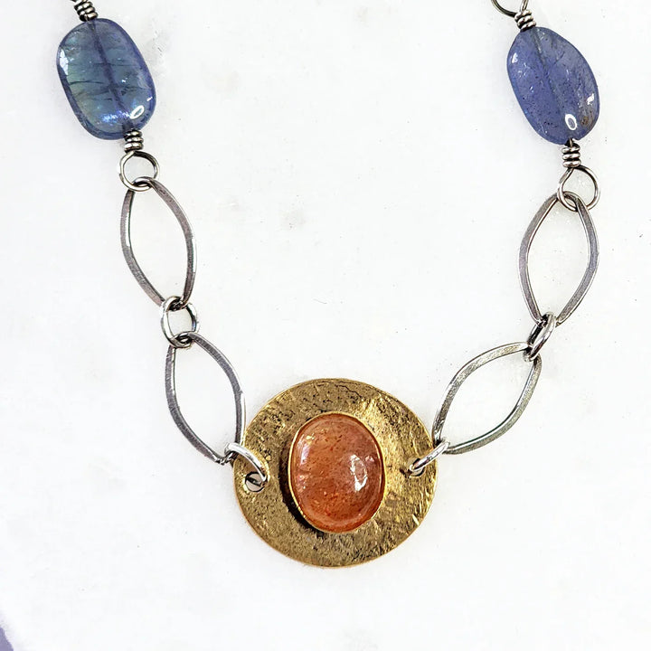 Tanzanite, Sunstone & Moonstone Crystal Bracelet in Sterling Silver