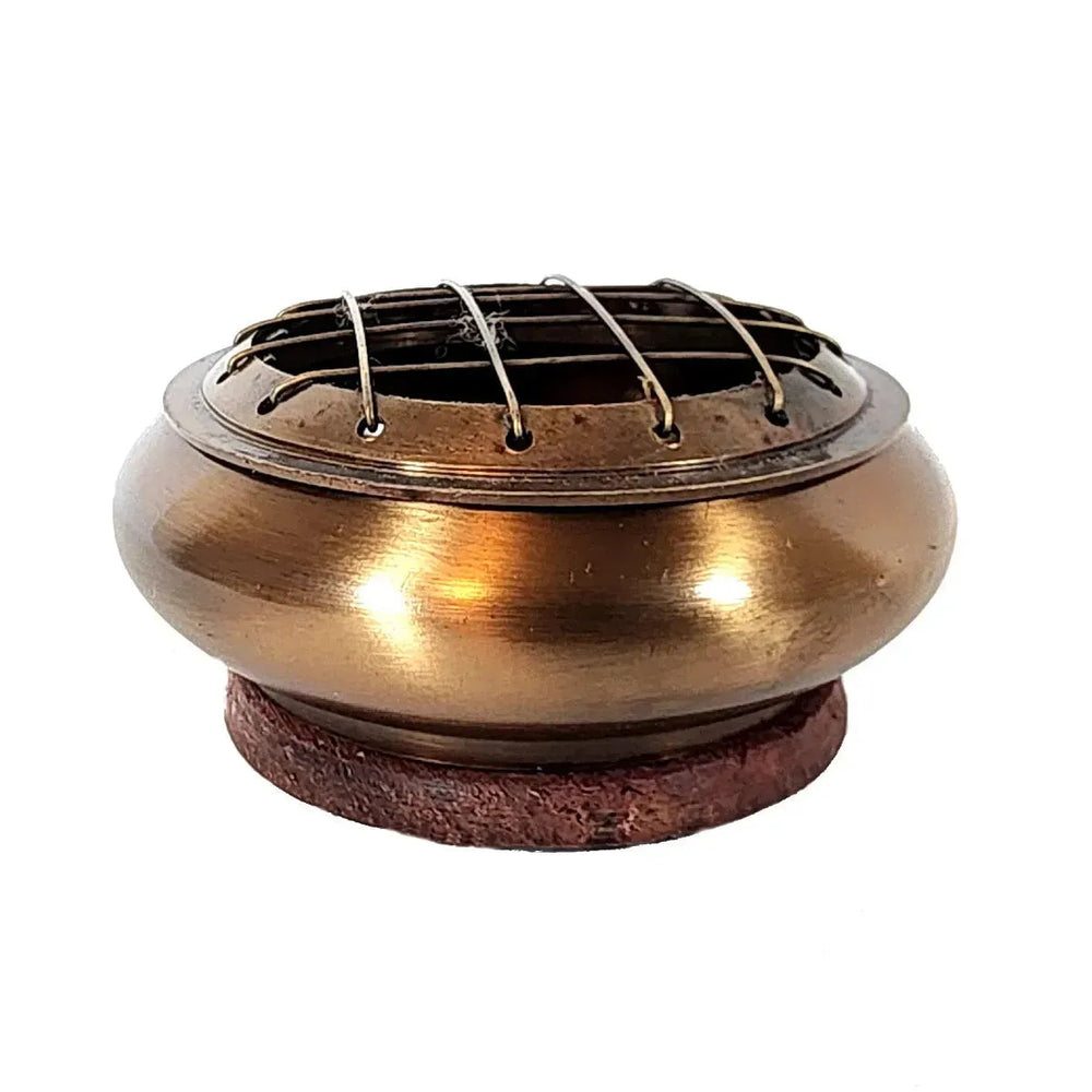 Brass Incense Burner with Screen and Coaster 3" x 1" - Art Of The Root