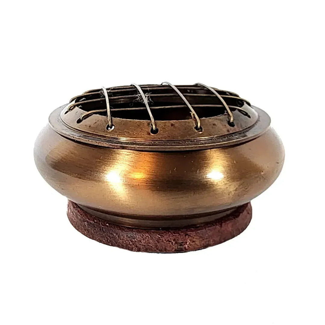 Brass Incense Burner with Screen and Coaster 3" x 1" - Art Of The Root