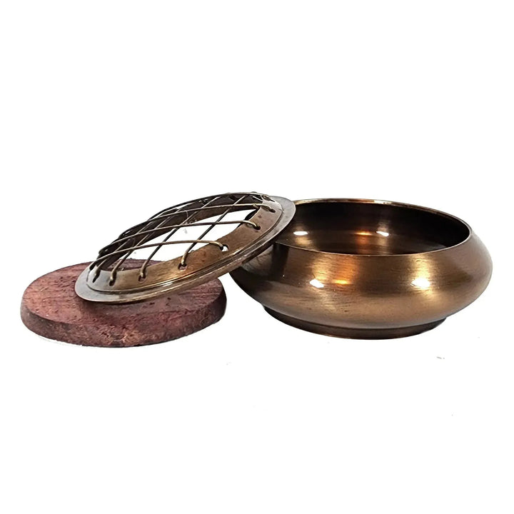 Brass Incense Burner with Screen and Coaster 3" x 1" - Art Of The Root