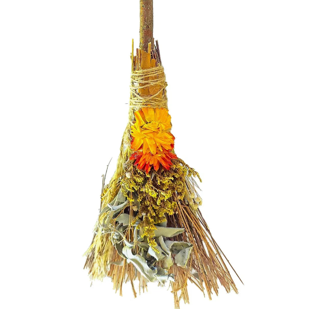 Close Up 12-Inch Witch Besom for Smudging, Rituals, and Witchy Decor