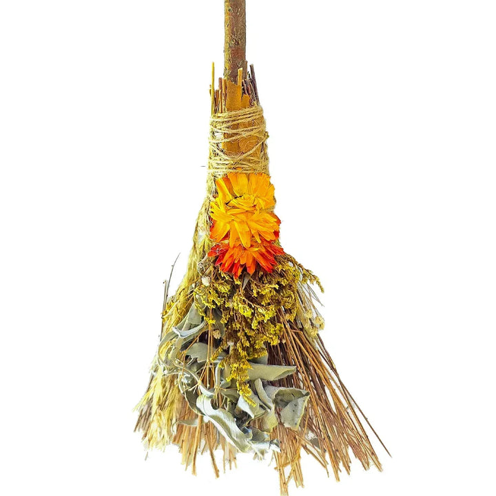 Close Up 12-Inch Witch Besom for Smudging, Rituals, and Witchy Decor
