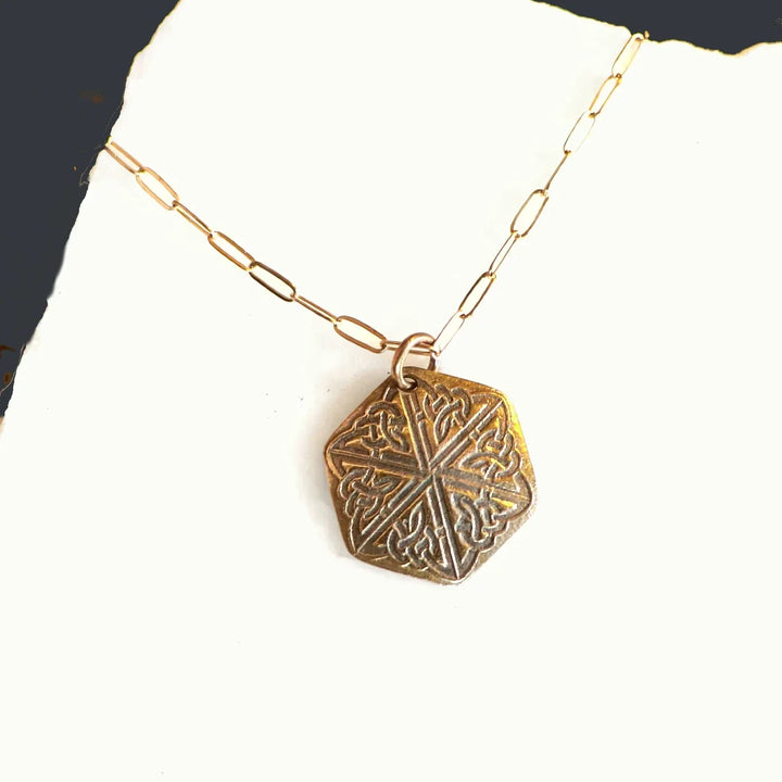 Handmade 18″ Celtic Knot Pendant Necklace – Silver & Bronze