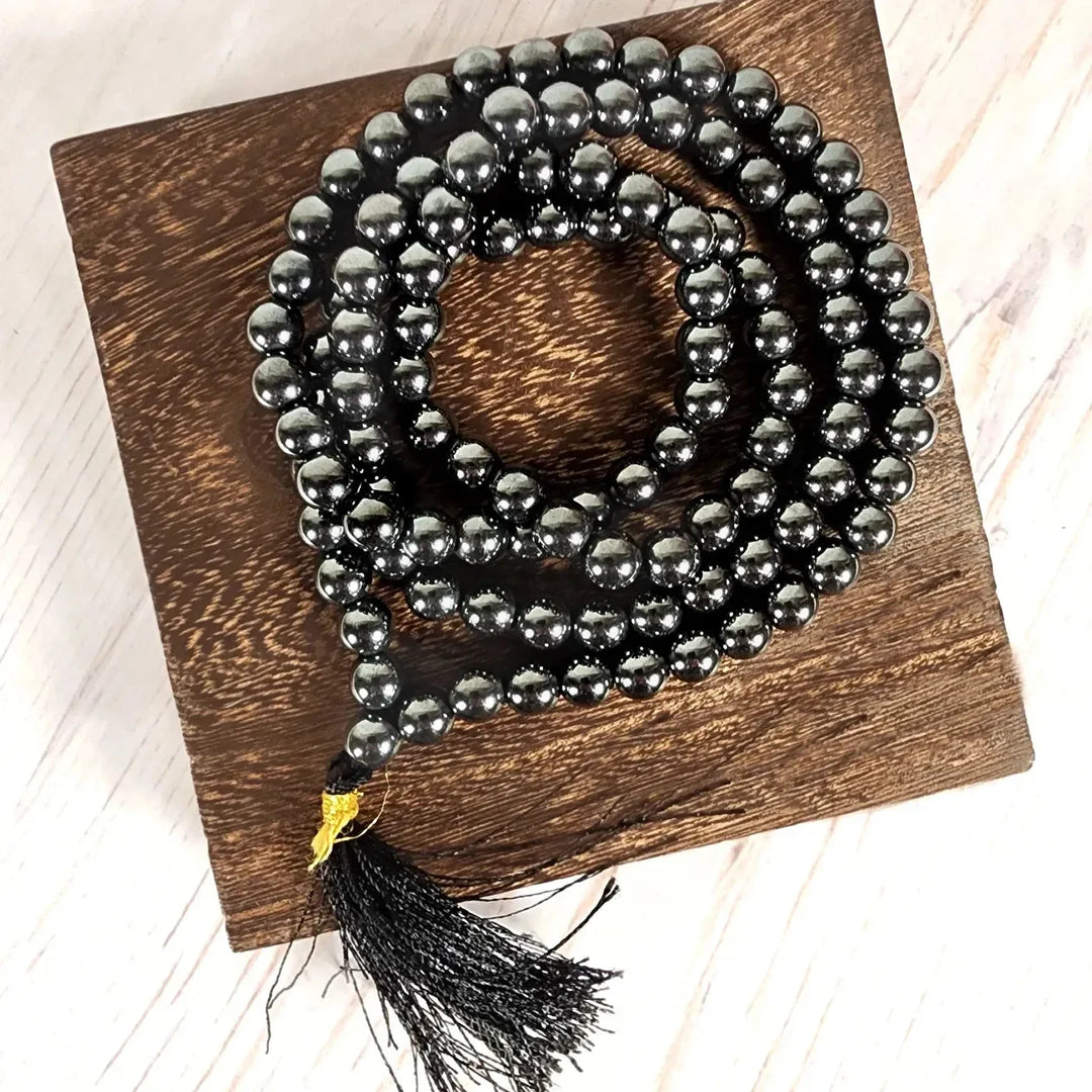 Hematite Mala Beads for protection from Art of the Root.