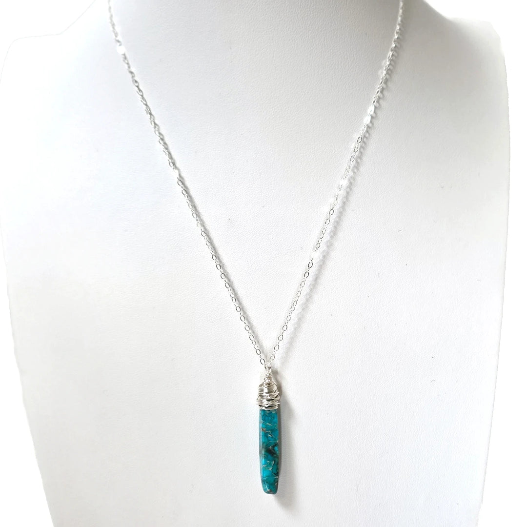 Handcrafted Turquoise Howlite Necklace – Sterling Silver Wire Wrapped Healing Stone Jewelry