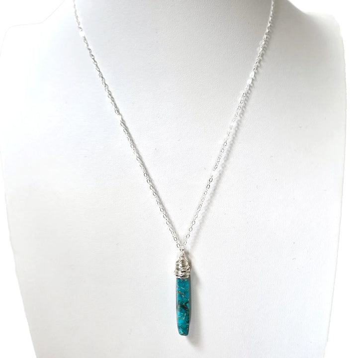 Handcrafted Turquoise Howlite Necklace – Sterling Silver Wire Wrapped Healing Stone Jewelry