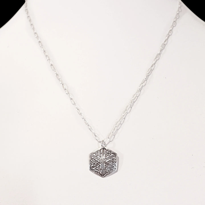 Fine Silver Celtic Pendant with Sterling Chain Close-Up