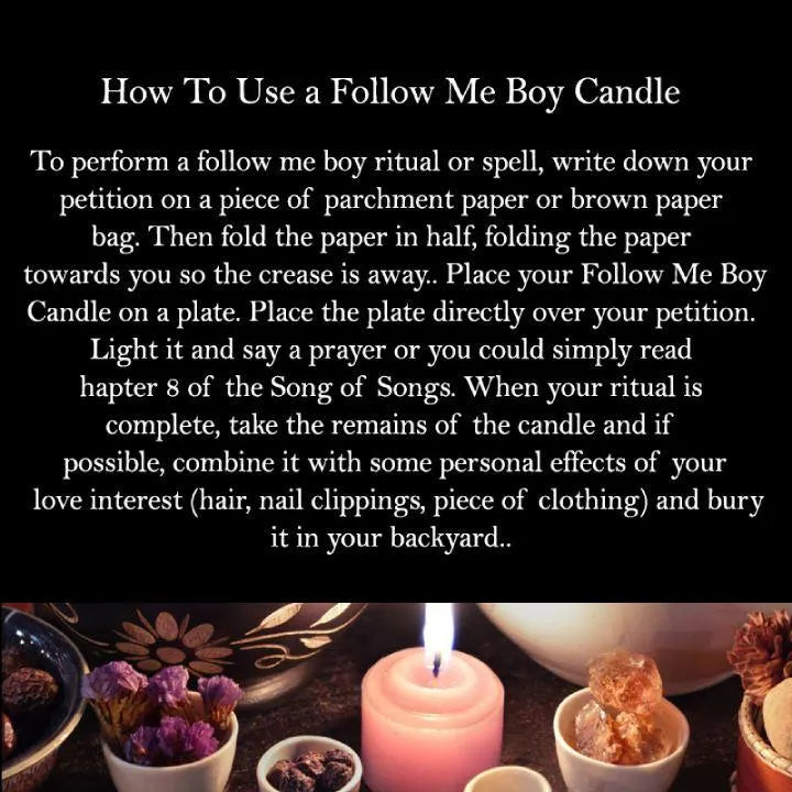 Follow Me Boy Soy Spell Candle for Commitment, Fidelity & Control - Art Of The Root