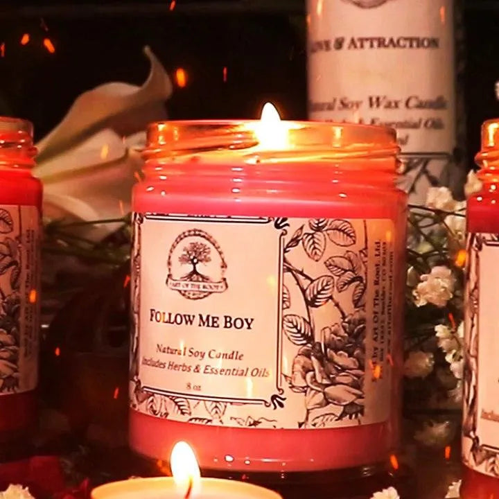 Follow Me Boy Soy Spell Candle for Commitment, Fidelity & Control - Art Of The Root