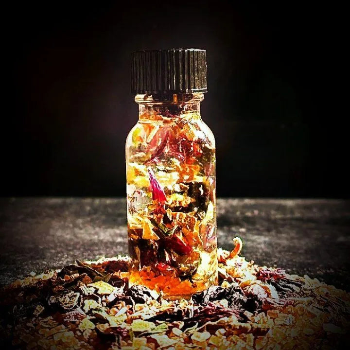 A bottle of Gimme Sugar Oil from Art of the Root for spells and rituals.