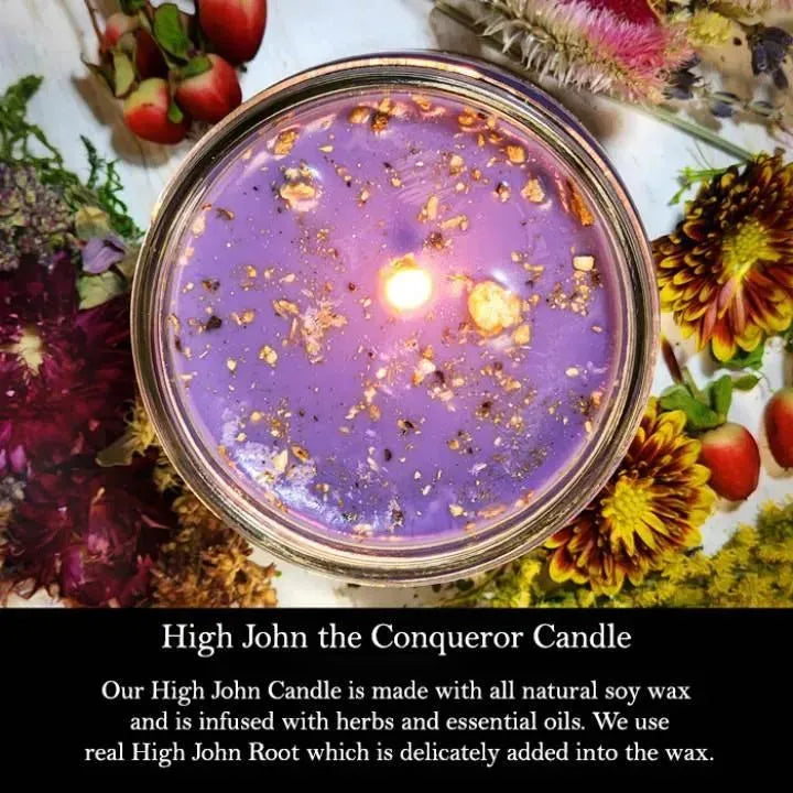 Purple High John the Conqueror Candle from Art of the Root.
