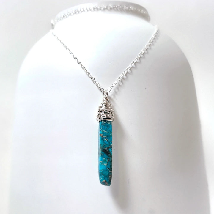 Turquoise Howlite Crystal Necklace – Handcrafted Sterling Silver Wire Wrapped Pendant