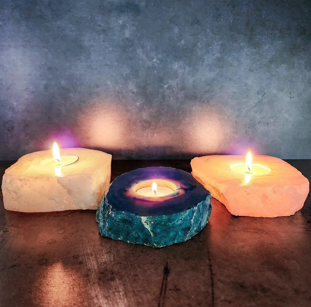 Large Crystal Tea Light Candle Holders: - Art Of The Root