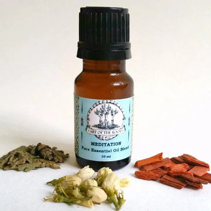 Art of the Root’s pure Meditation Oil, made of essential oils.