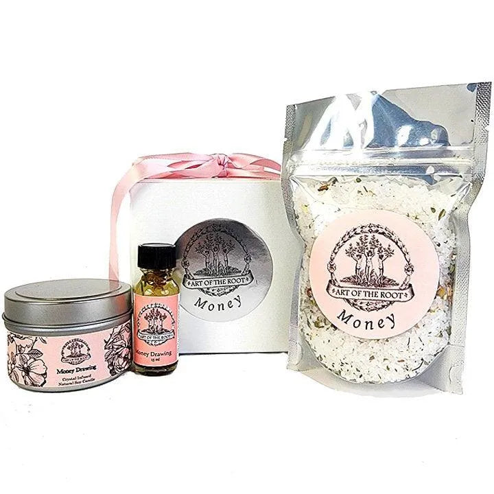 Money Drawing Gift Set With Oil, Candle & Bath Salts - Art Of The Root