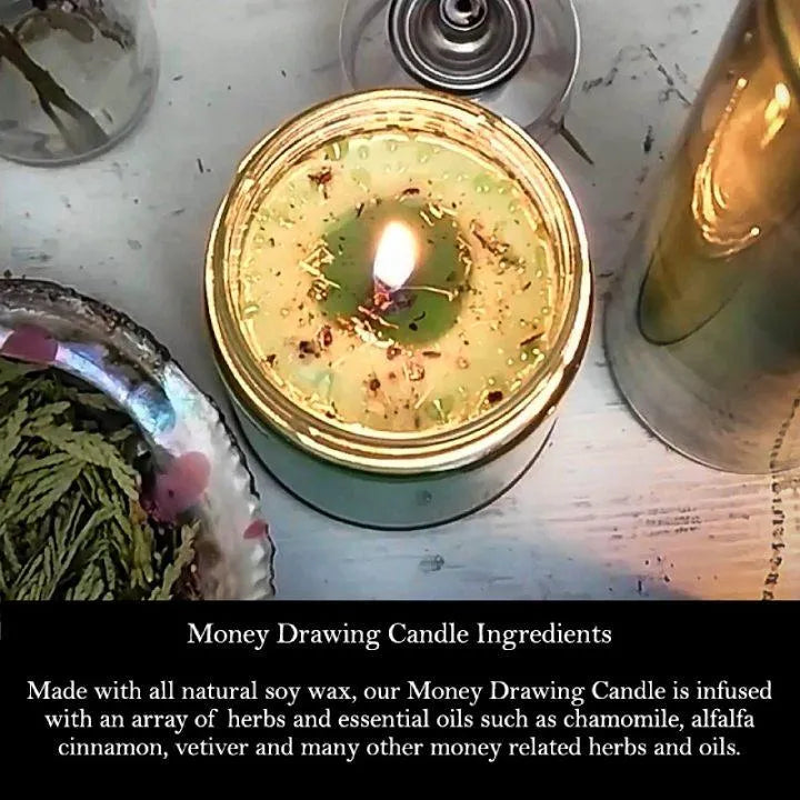 Money Drawing Soy Candle for Wealth, Prosperity, Abundance and Financial Security - Art Of The Root