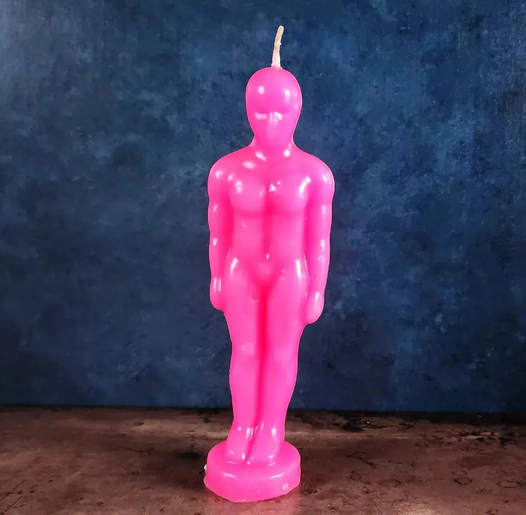 Pink Man figure Candle for Love and Attraction Spells - Art Of The Root