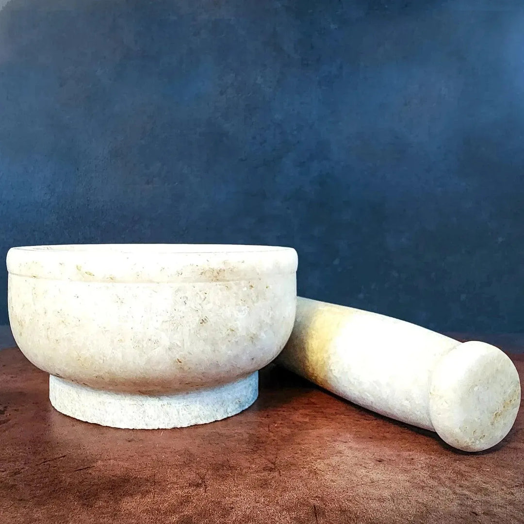 White Marble Mortar and Pestle 5" - Art Of The Root