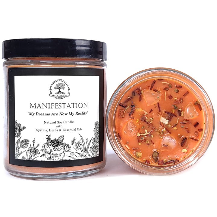 Manifestation Soy Affirmation Candle for Goals, Dreams, Wishes, Intentions & the Law of Attraction - Art of the Root