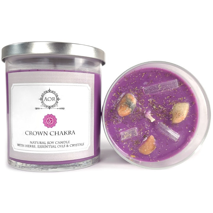 Crown Chakra Candle with Crystals - Art of the Root