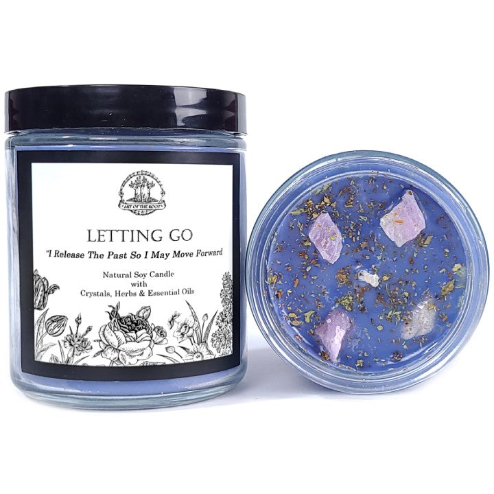 Letting Go Soy Affirmation Candle with Crystals - Art of the Root