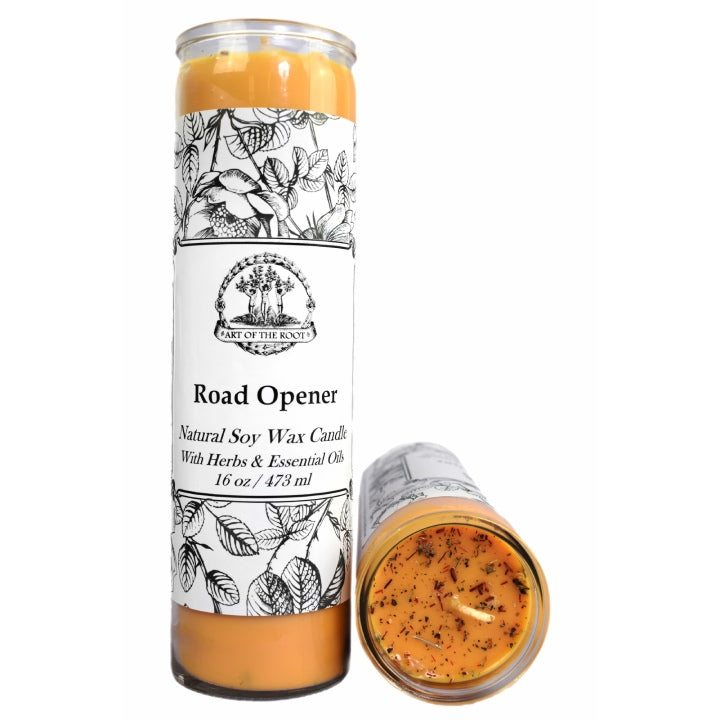 Road Opener 7 Day Soy Spell Candle for Wiccan, Pagan & Hoodoo Rituals - Art of the Root
