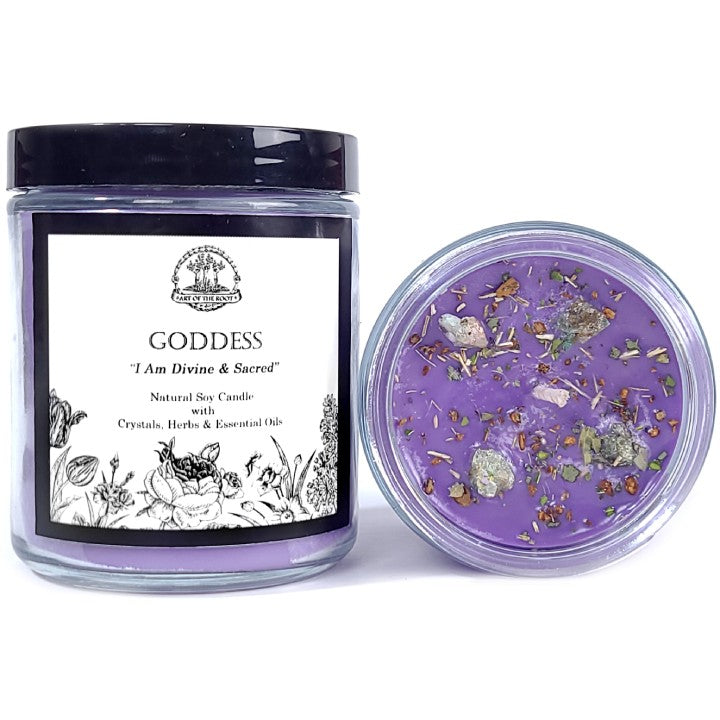Goddess Affirmation Soy Candle with Crystals - Art of the Root