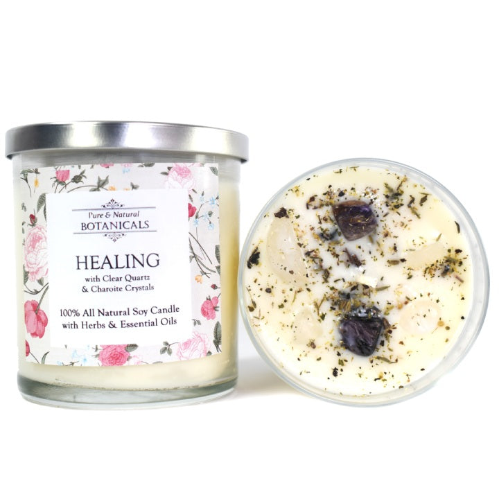 Healing Pure & Natural Soy Candle with Crystals - Art of the Root