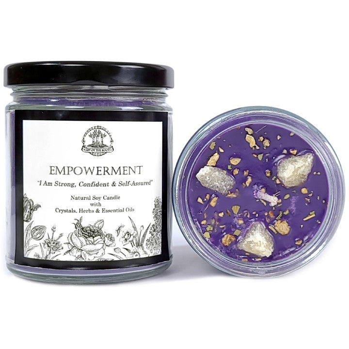 Empowerment Soy Affirmation Candle with Crystals for Confidence, Power & Strength - Art of the Root