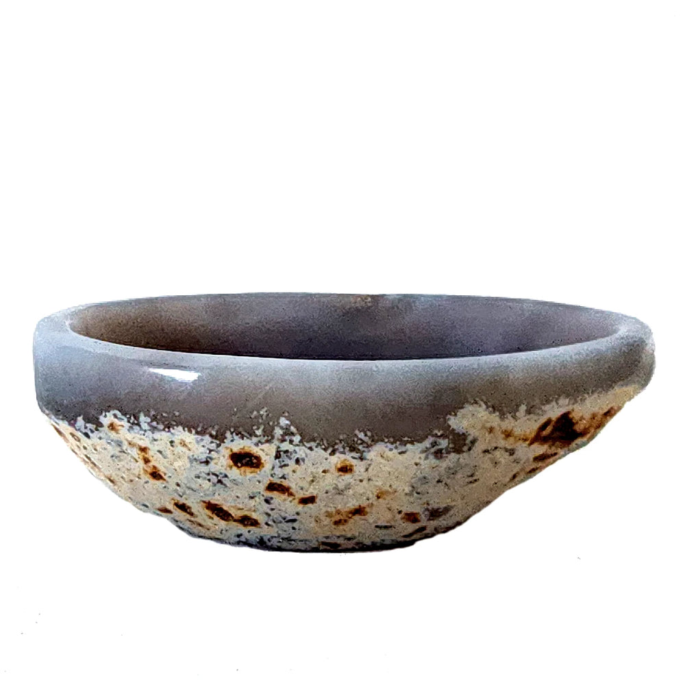 Side view of the Art of the Root Blue Agate Bowl, perfect for spells & rituals.