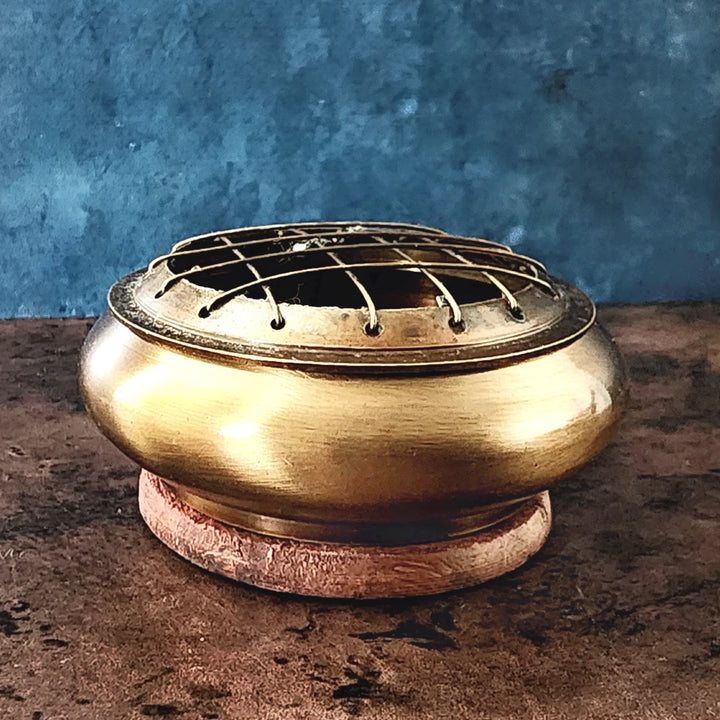 Brass Incense Holder Burner for Loose Herbs, Charcoal Discs, Resins, and Cones.