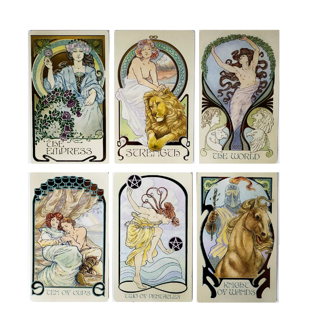 Elegant Ethereal Visions Tarot Deck featuring unique cards 'The Well' and 'The Artist' by Matt Hughes.