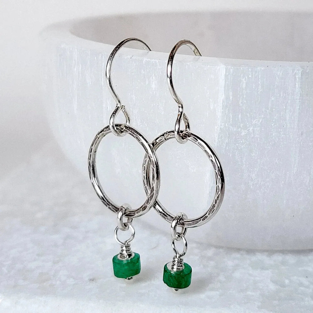 Green Aventurine Crystal Earrings in Sterling Silver – Handmade Prosperity Jewelry