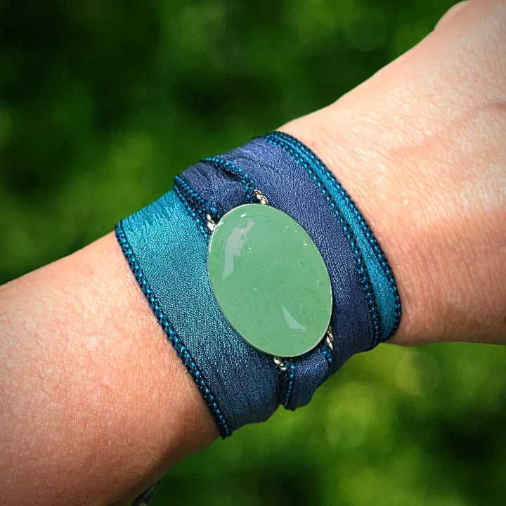 Green Aventurine Silk Wrap Bracelet – Chakra Healing & Prosperity