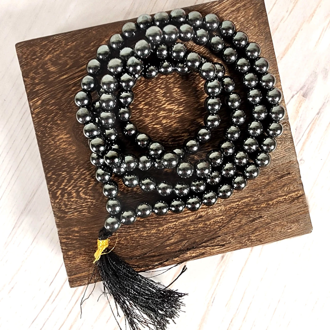 Hematite Mala Beads for Grounding, Focus & Attraction