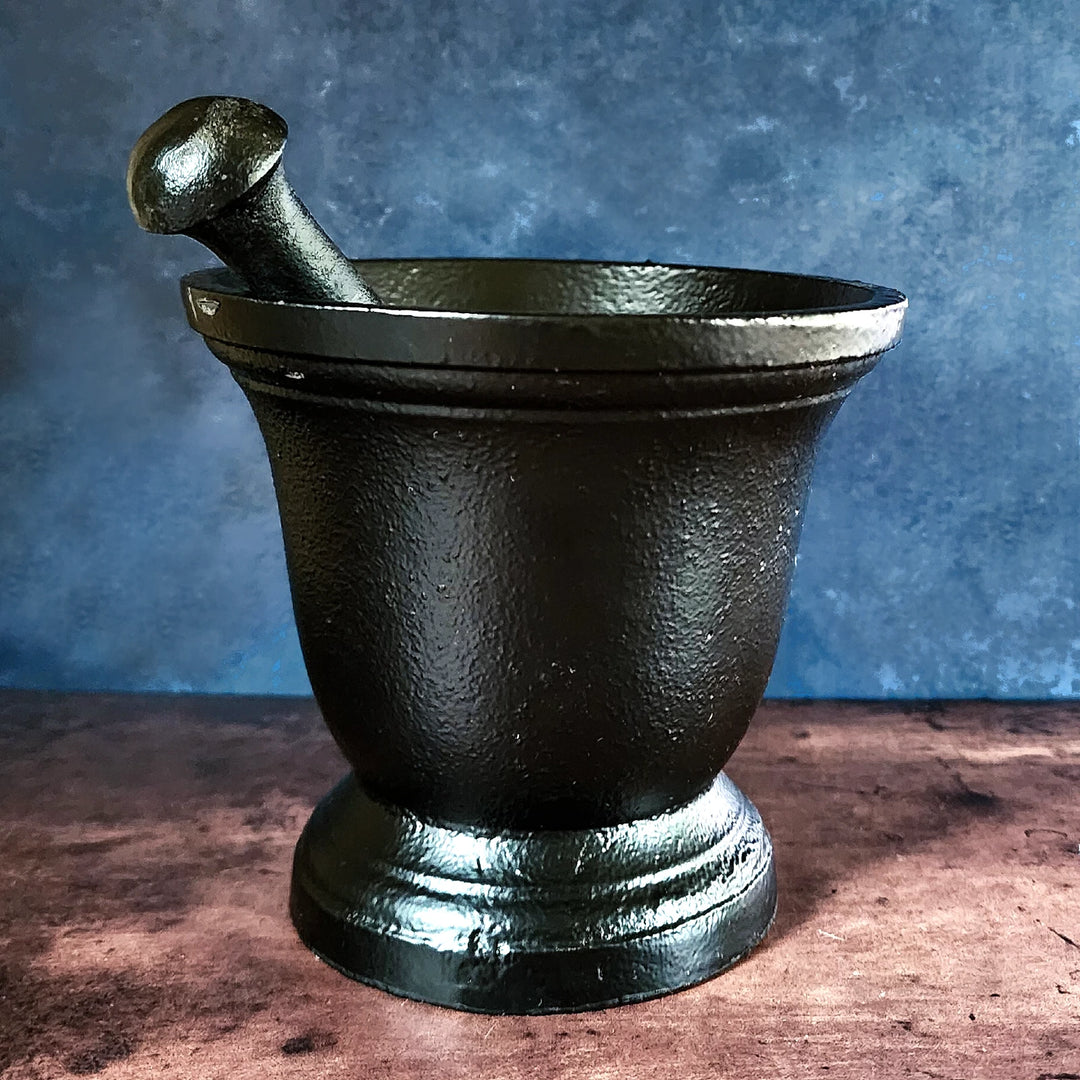 Iron Mortar and Pestle - 4.5" x 5" for Magical Rituals and Spells