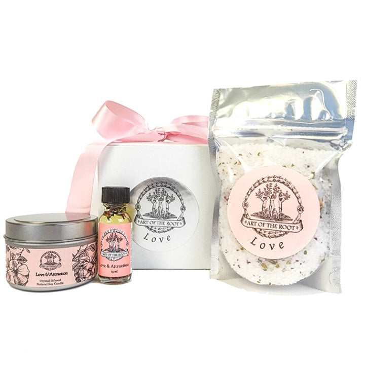 Love Drawing Holiday Gift Set with Oil, Candle & Bath Salts - Art of the Root