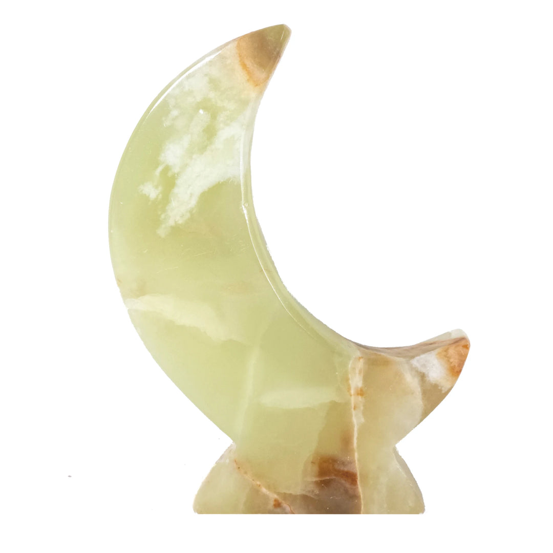 Green Onyx Crescent Moon Crystal for Altar and Heart Chakra Healing
