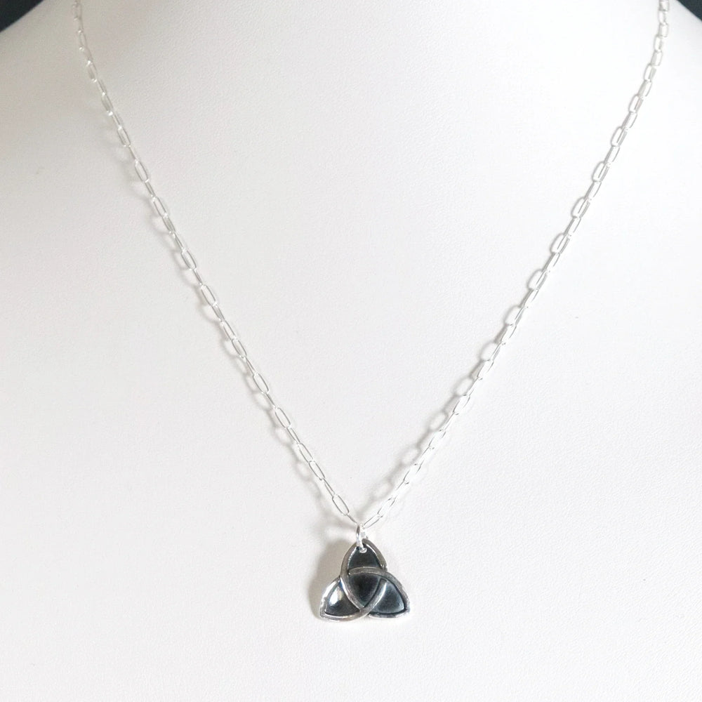 Handmade Celtic Knot Necklace with Oxidized Silver Finish on Bust