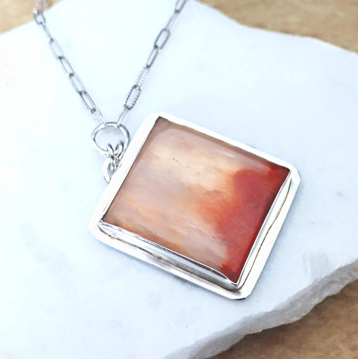 Red Aventurine Pendant Necklace – Sterling Silver, Root Chakra Energy