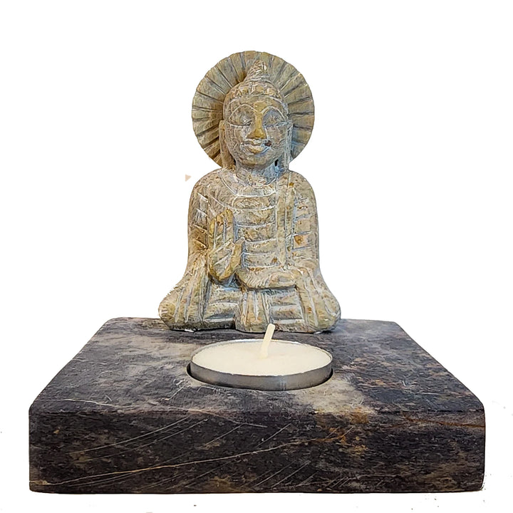 Stone Buddha Tea Light and Incense Cone Holder