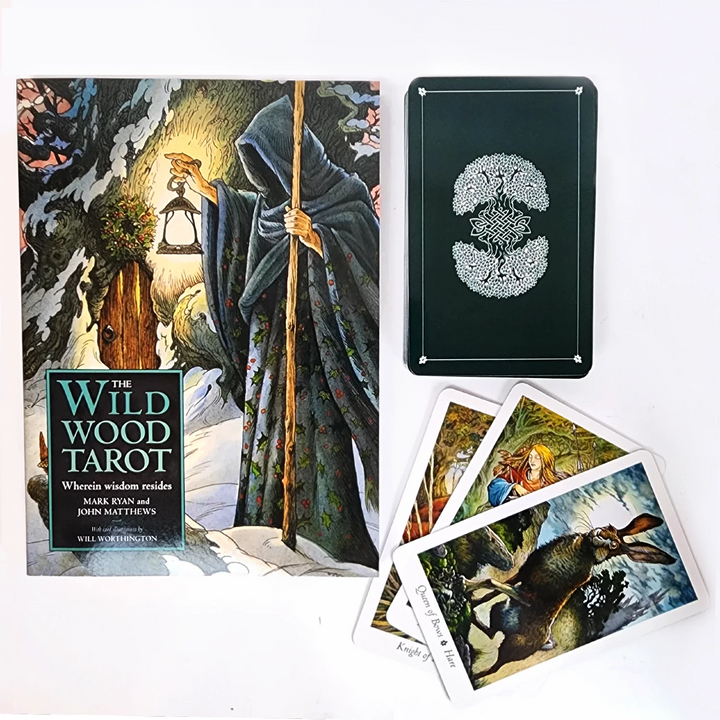 Wildwood Tarot Cards and box featuring art from The Hermit Card.