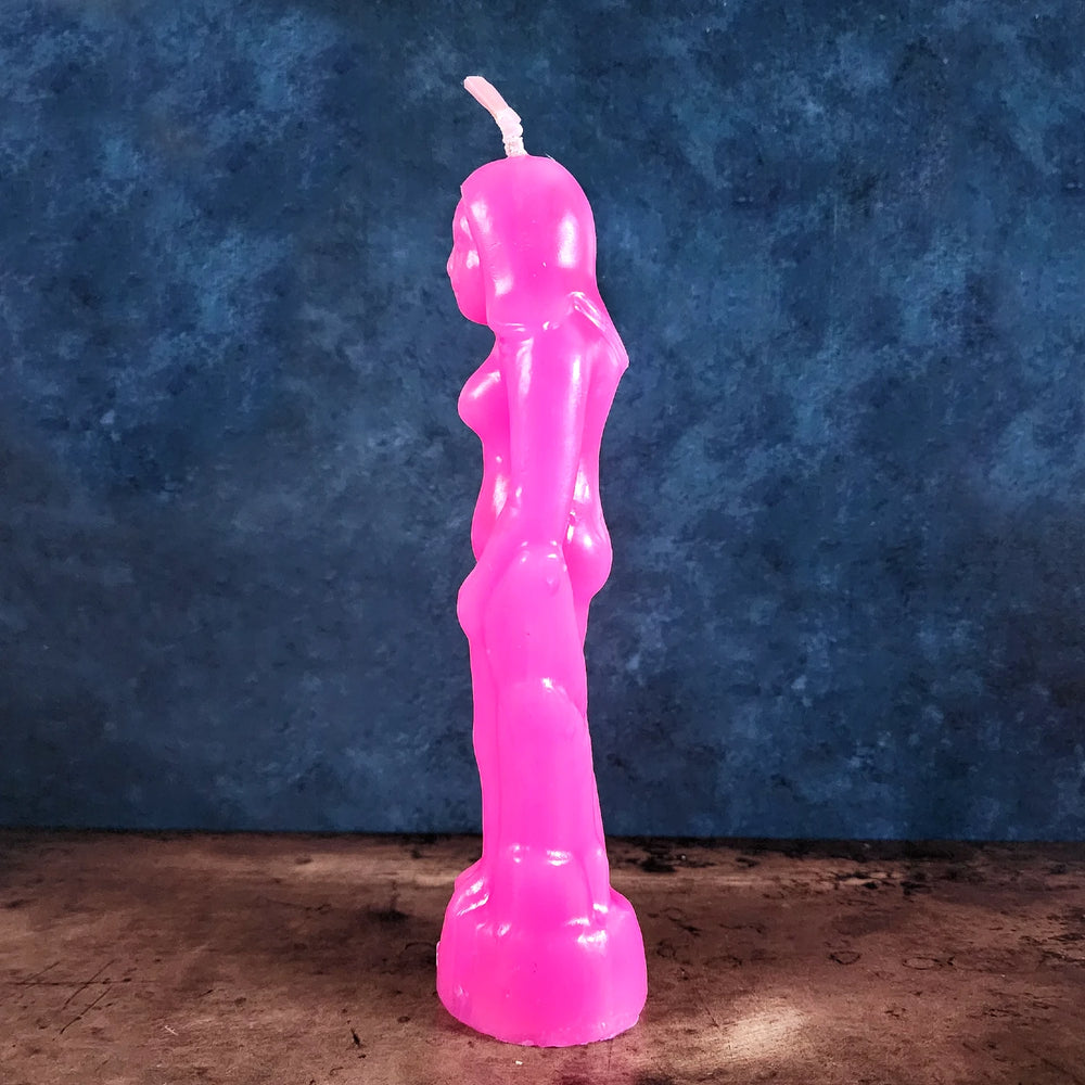 A side view of a woman figure candle, perfect for self-love, romance, and attraction rituals.