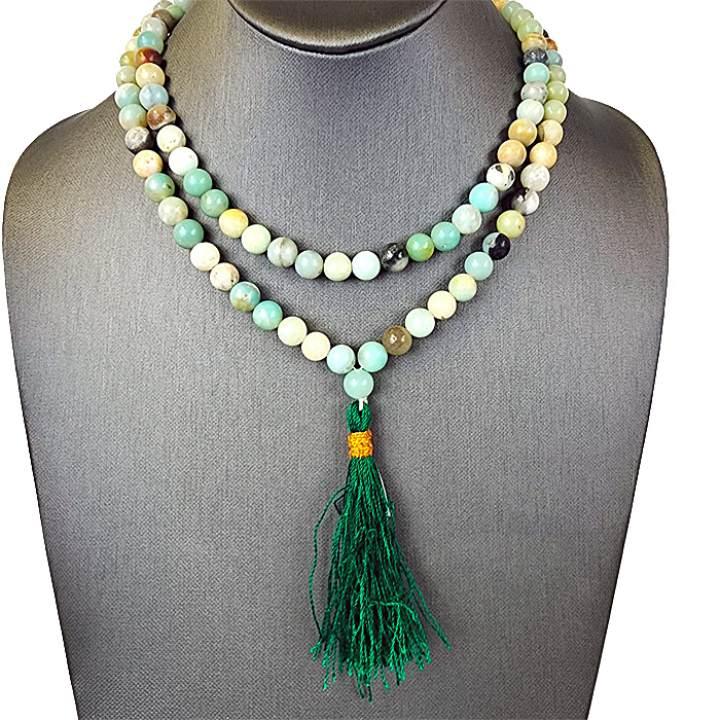 Amazonite Mala Beads for Truth, Communication, Manifestation - Art of the Root