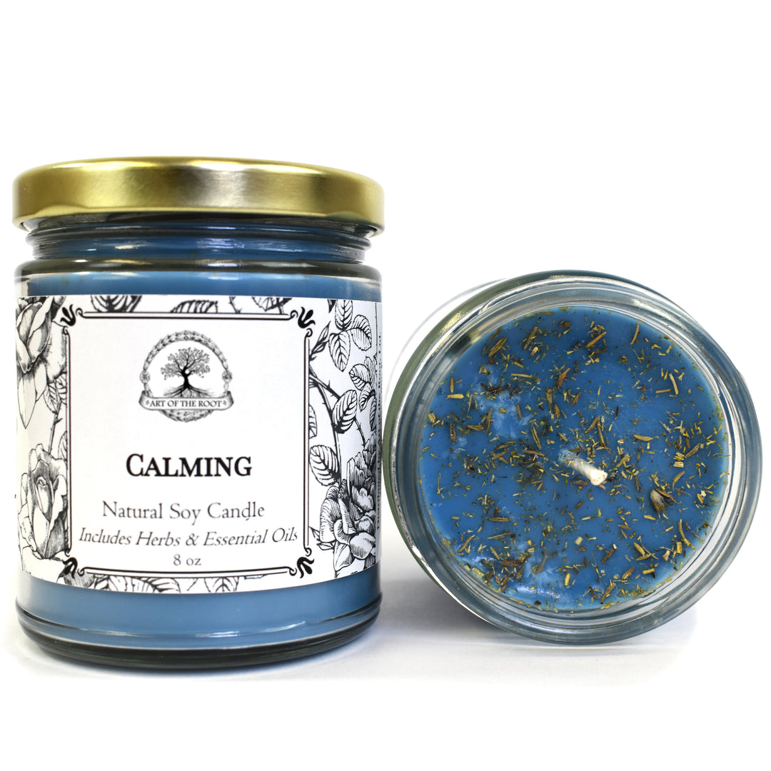 Calming Soy Herbal Candle for Tension, Stress & Relaxation - Art Of The Root