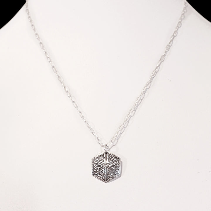 Fine Silver Celtic Pendant with Sterling Chain Close-Up